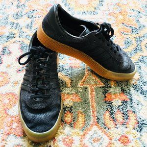 ADIDAS Samba Rose Black Snake Texture Nubuck Leather Sneakers Shoes Women's 7.5